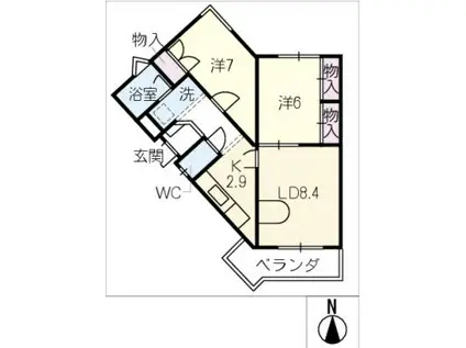 ブルーラヴァンド(2LDK/4階)の間取り写真