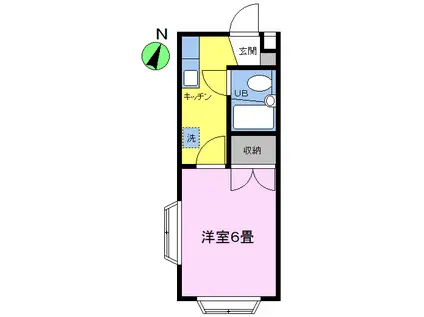 プラザ玉川ハイツ(1K/2階)の間取り写真