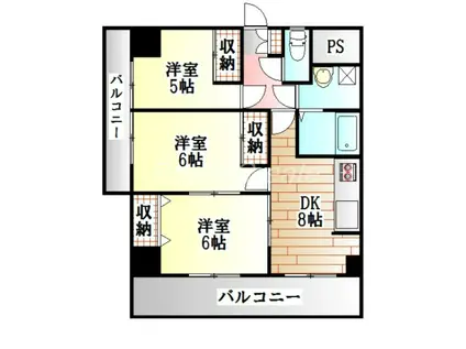 アシャルネ(3DK/6階)の間取り写真