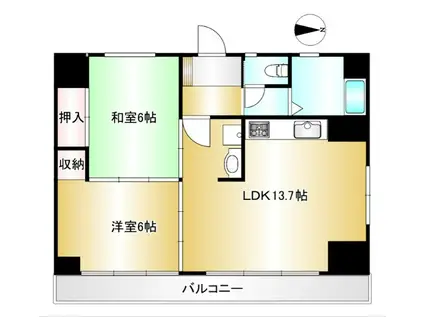 横山ハイツ(2LDK/4階)の間取り写真