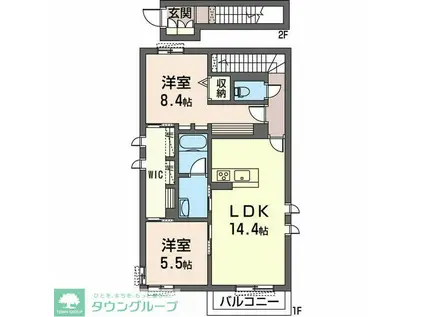 コントレール(2LDK/2階)の間取り写真
