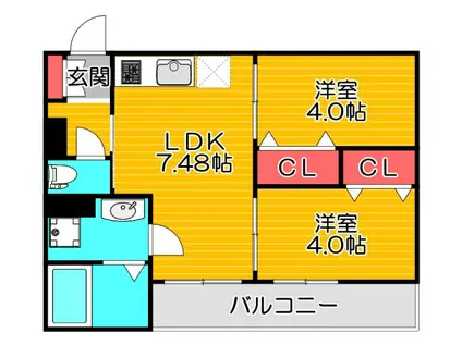 RAD大正(2LDK/1階)の間取り写真