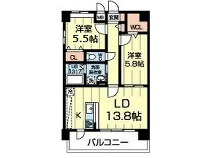 アザレアヒルズ(2LDK/3階)の間取り写真