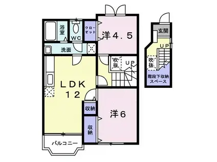 ブルーム・ミヤケII(2LDK/2階)の間取り写真