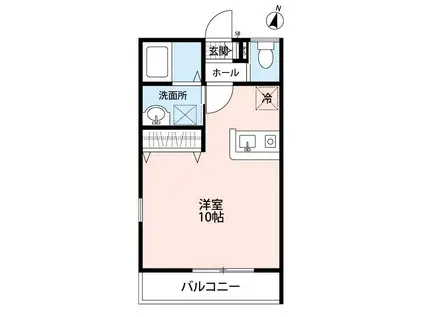 FLEUR(ワンルーム/1階)の間取り写真