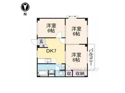 コーポリッチハーベスト(3DK/2階)の間取り写真