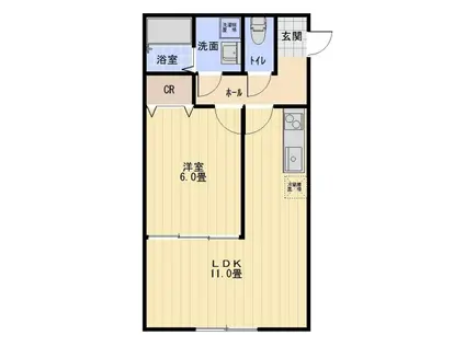 メゾンドレーブ21(1LDK/1階)の間取り写真