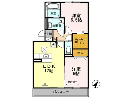 アルカンシエル B棟(2LDK/1階)の間取り写真