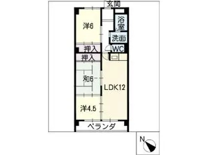 ハイネス牧(3LDK/3階)の間取り写真