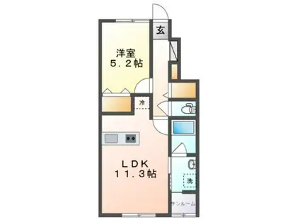 マカルー(1LDK/1階)の間取り写真