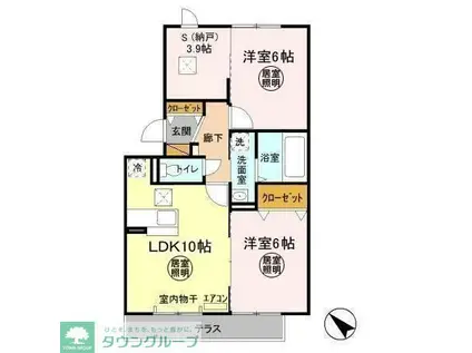 リバーサイドヴィラ ハピネス(2SLDK/1階)の間取り写真