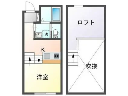 ラ・フィーネKUYAMA A棟(1SK/2階)の間取り写真