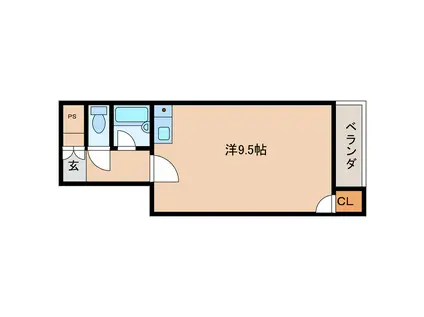 リベラルコート(ワンルーム/2階)の間取り写真