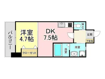 BAY SIDE ASANO(1DK/3階)の間取り写真