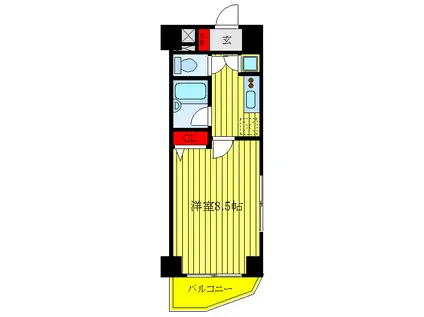 ル・リオン赤羽II(1K/8階)の間取り写真