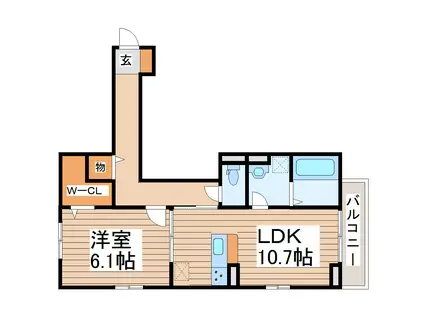 D-ROOM木町通2丁目(1LDK/1階)の間取り写真