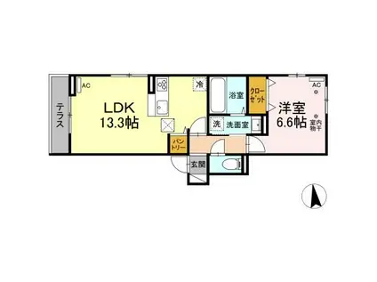 D-ROOM CINNAMON(1LDK/1階)の間取り写真