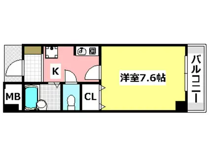 ヴィユーフルーヴII(1K/3階)の間取り写真
