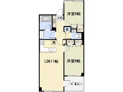 ボナールつつじヶ丘(2LDK/2階)の間取り写真