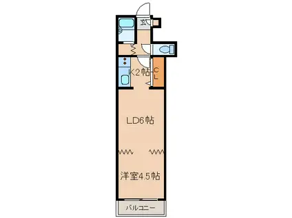 クレステージ若竹(1LDK/1階)の間取り写真