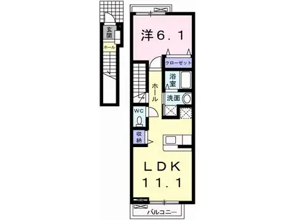 エクセレント・御着(1LDK/2階)の間取り写真