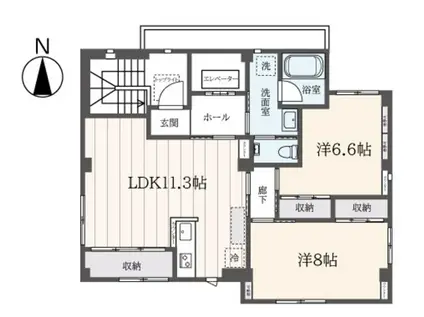グランドール参宮橋(2LDK/3階)の間取り写真