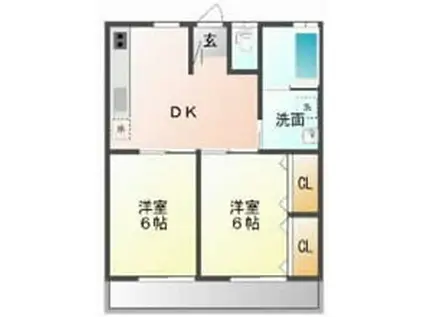 ユニオンレストIII(2DK/1階)の間取り写真