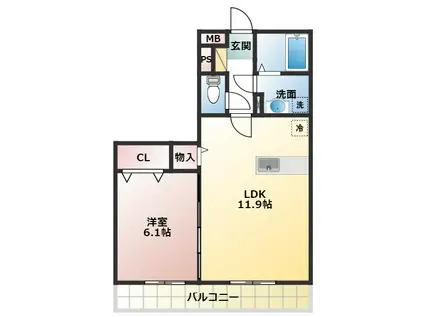 グランドソレーユ(1LDK/1階)の間取り写真