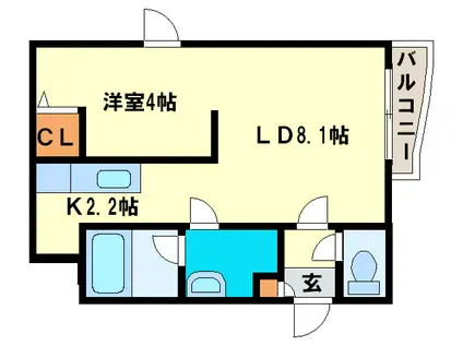 ティアラ4・3(1LDK/2階)の間取り写真