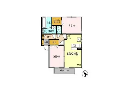 リビングタウン陽光台 C(2LDK/1階)の間取り写真