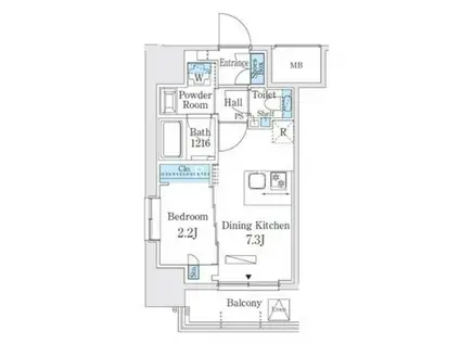 ヴィークブライト湯島(1DK/7階)の間取り写真