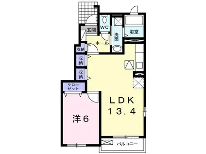 ル・ボワ(1LDK/1階)の間取り写真