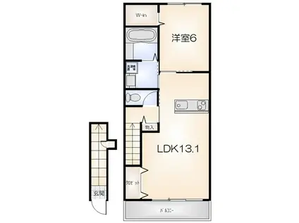 ピース・ブランシュ(1LDK/2階)の間取り写真