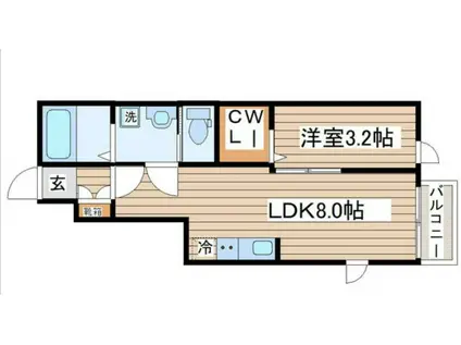 THE ROOM 南仙台駅A(1LDK/1階)の間取り写真