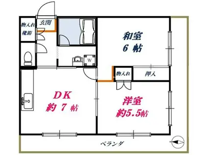 ヒルズ上目黒(2DK/3階)の間取り写真