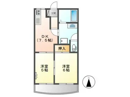コンフォール(2DK/1階)の間取り写真