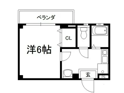パープルクラウドII(1K/2階)の間取り写真
