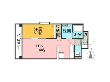 キャッスル山崎町(1LDK/3階)の間取り写真