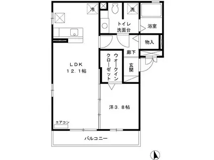 ヴィルヌーブ(1LDK/1階)の間取り写真