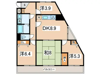ユーコート大倉山(4DK/3階)の間取り写真