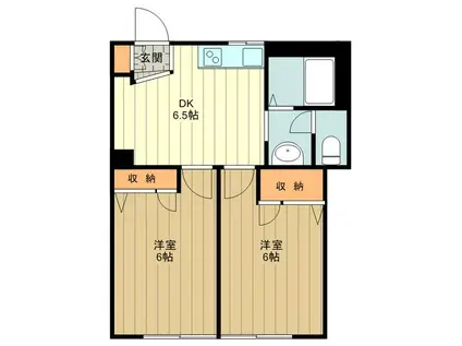 サニーハイム(2DK/2階)の間取り写真