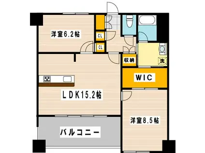 ルフォンド天神(2LDK/2階)の間取り写真