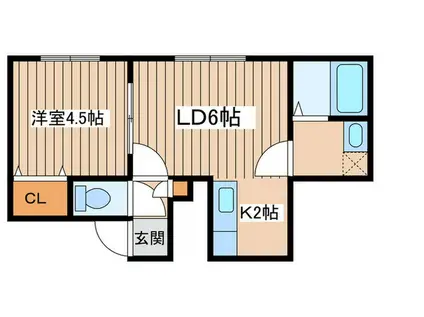 スターダスト・イースト(1LDK/2階)の間取り写真