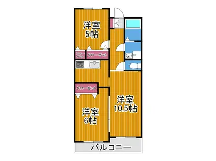 アムールII(2LDK/2階)の間取り写真