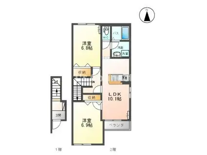 サウザンドリーフII(2LDK/2階)の間取り写真