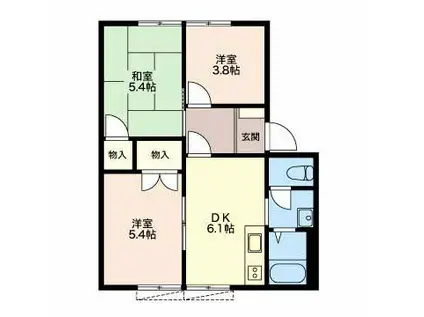 ヴェルディSEGI A棟(3DK/1階)の間取り写真