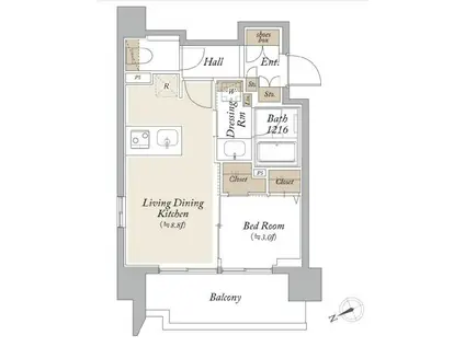 オーキッドレジデンス芝浦(1LDK/3階)の間取り写真