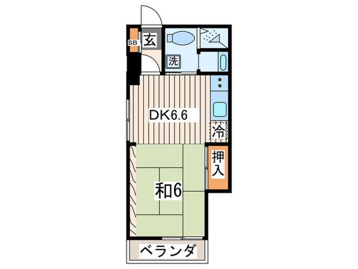田口ビルド(1DK/2階)の間取り写真