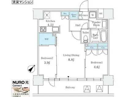 サンライズ茅場町(2LDK/2階)の間取り写真
