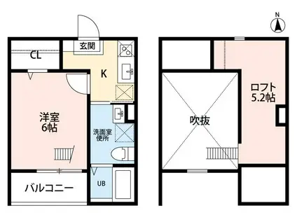 ラフィオーレ小本(1SK/2階)の間取り写真